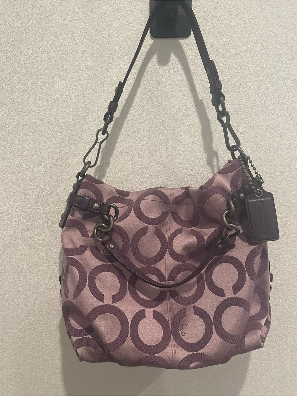 Coach Purple Signature Circle Hobo Bag